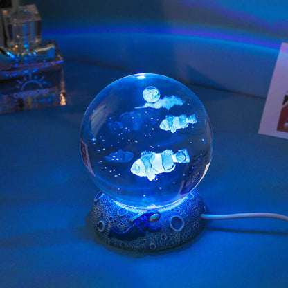 Floroux Crystal Sphere Night Light | LED Underwater World Lamp | Ambient Light & Home Decoration