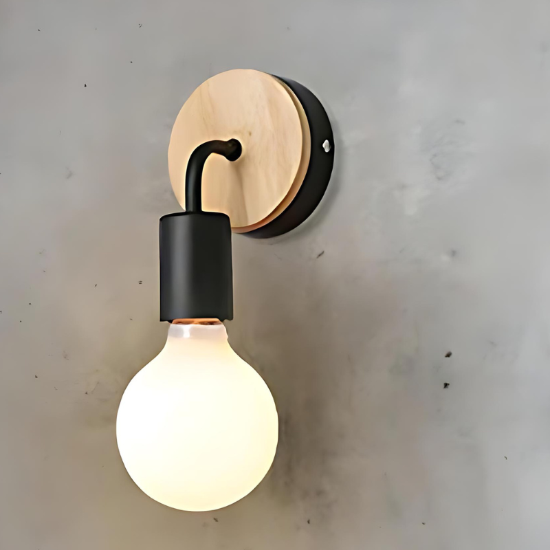 Floroux - Applique murale élégante en fer et bois au style nordique