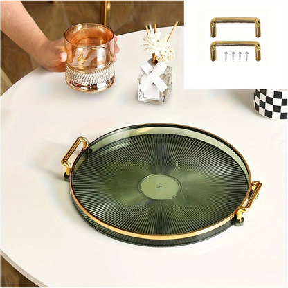 Gilded Elegance – Plat de service de luxe avec poignées en or