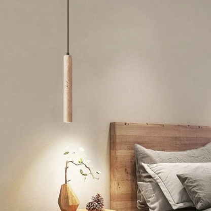 Chandelier LED de style Wabi-Sabi en travertin minimaliste - LumoLine