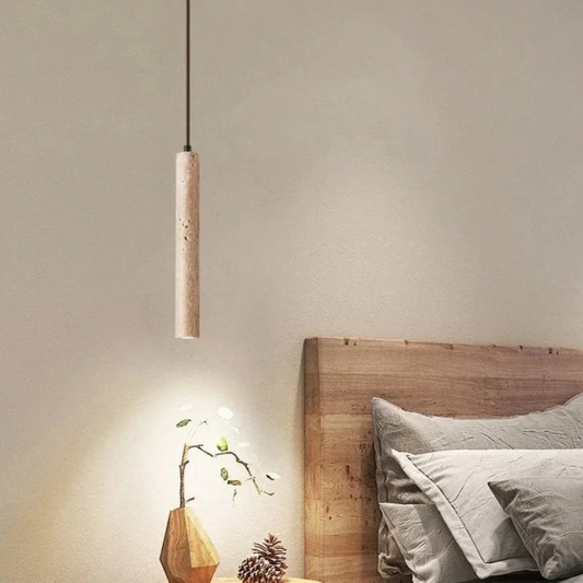 Chandelier LED de style Wabi-Sabi en travertin minimaliste - LumoLine