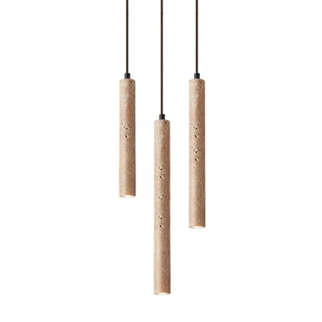 Chandelier LED de style Wabi-Sabi en travertin minimaliste - LumoLine
