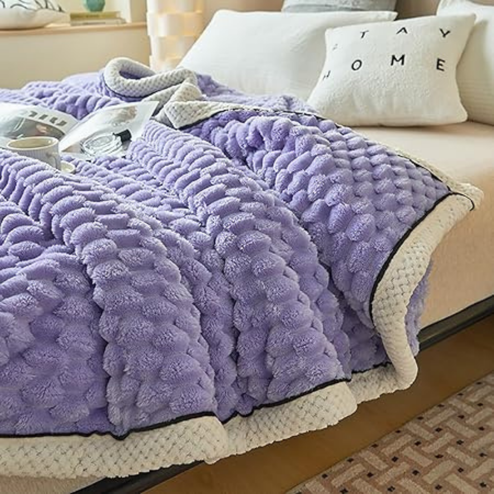 Floroux - Couverture en flanelle douce couleur corail