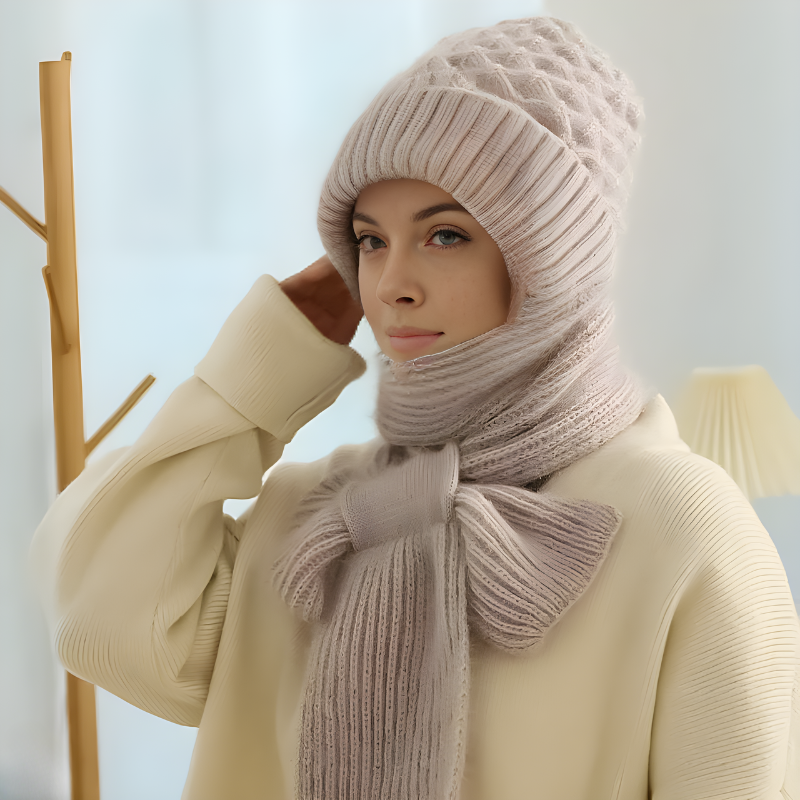 CozyWind Bonnet & Écharpe Set - Mode d'Hiver pour Femmes