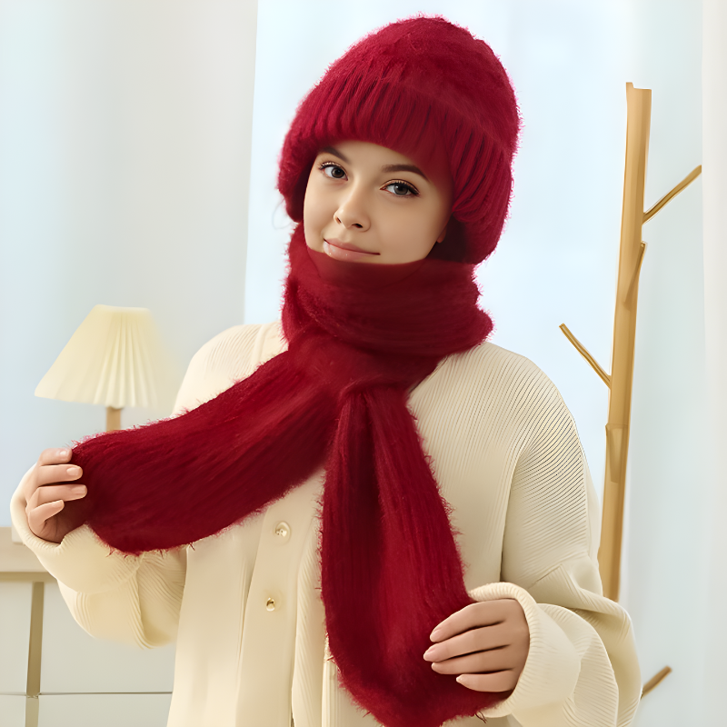 CozyWind Bonnet & Écharpe Set - Mode d'Hiver pour Femmes