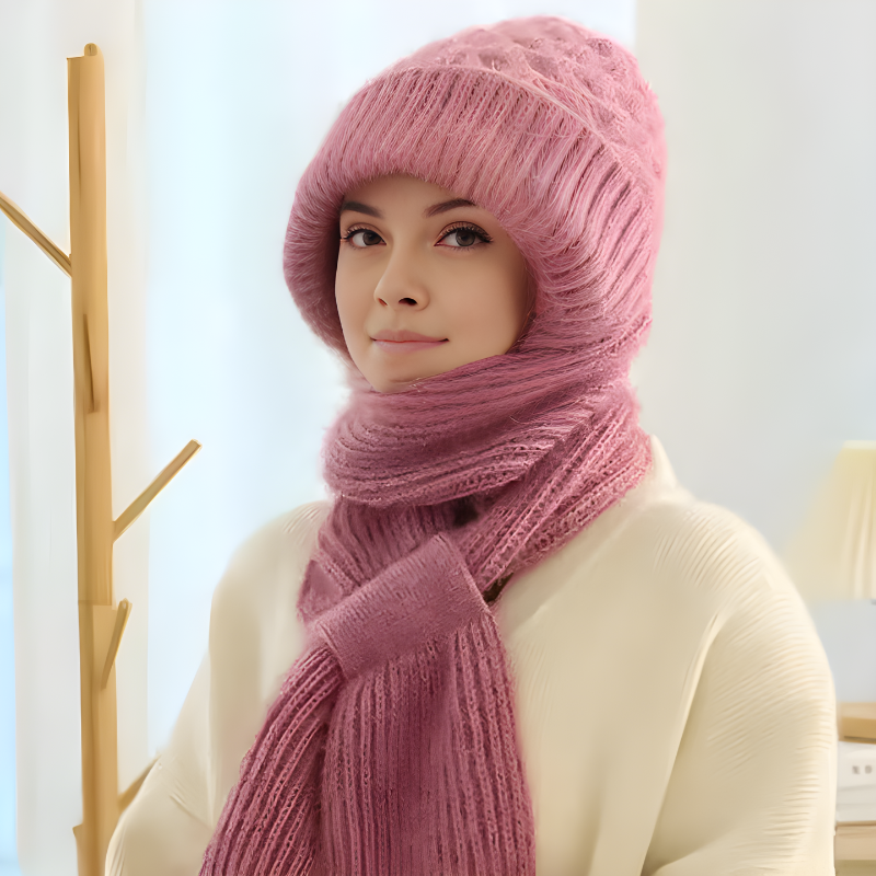 CozyWind Bonnet & Écharpe Set - Mode d'Hiver pour Femmes