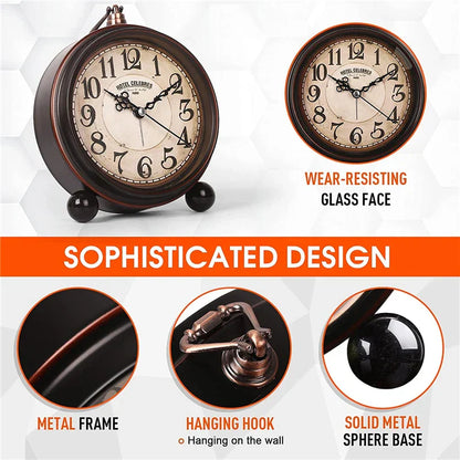 Horloge de table – réveil – design vintage – fonctionnant sur piles – pour chambre/nightstand – 18 x 13 cm