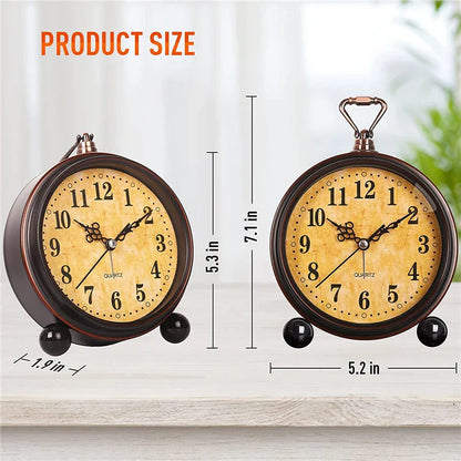 Horloge de table – réveil – design vintage – fonctionnant sur piles – pour chambre/nightstand – 18 x 13 cm