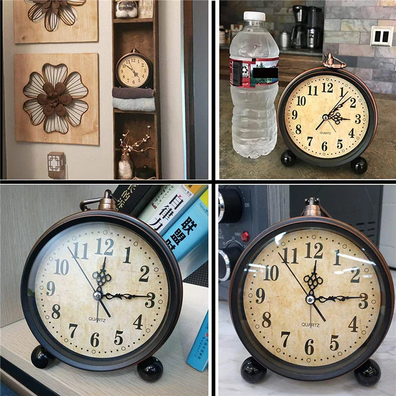 Horloge de table – réveil – design vintage – fonctionnant sur piles – pour chambre/nightstand – 18 x 13 cm
