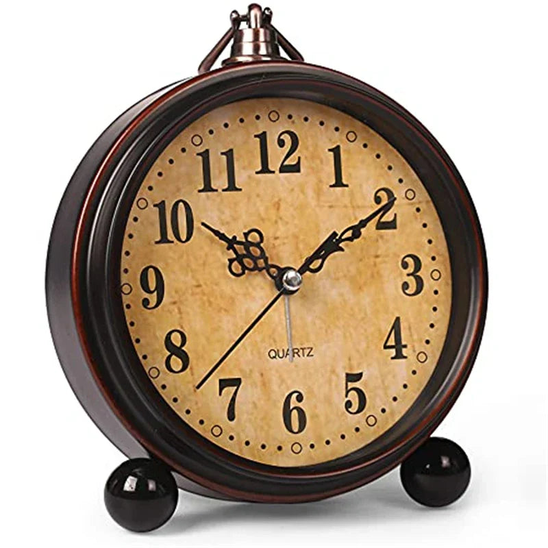 Horloge de table – réveil – design vintage – fonctionnant sur piles – pour chambre/nightstand – 18 x 13 cm