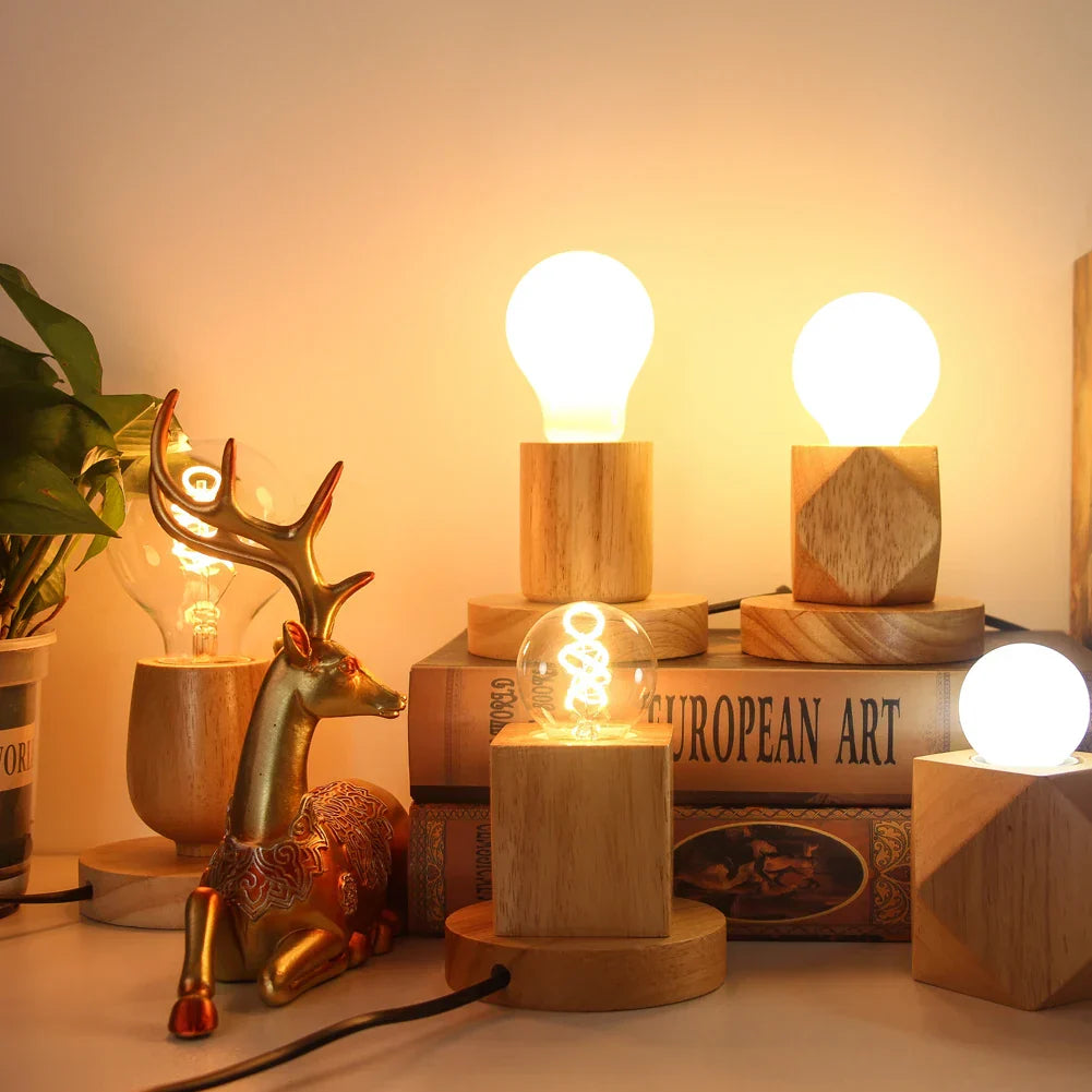 Floroux - Lampe de décoration en bois rétro