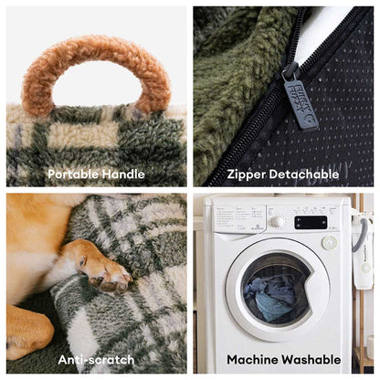 Canapé-lit vintage à carreaux lavable et confortable pour chien et chat