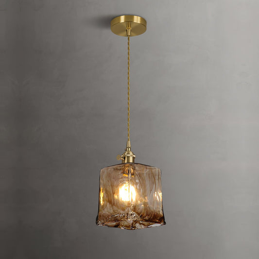 Suspension en verre brun Floroux
