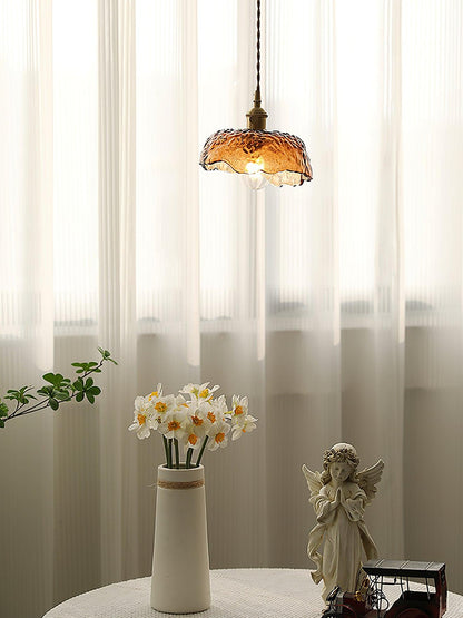 Suspension en verre brun Floroux