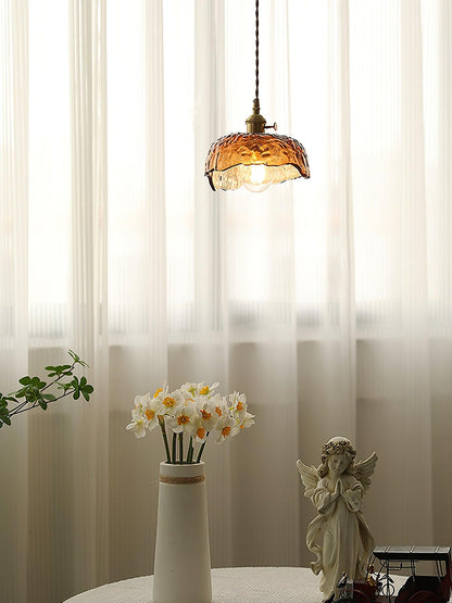 Suspension en verre brun Floroux