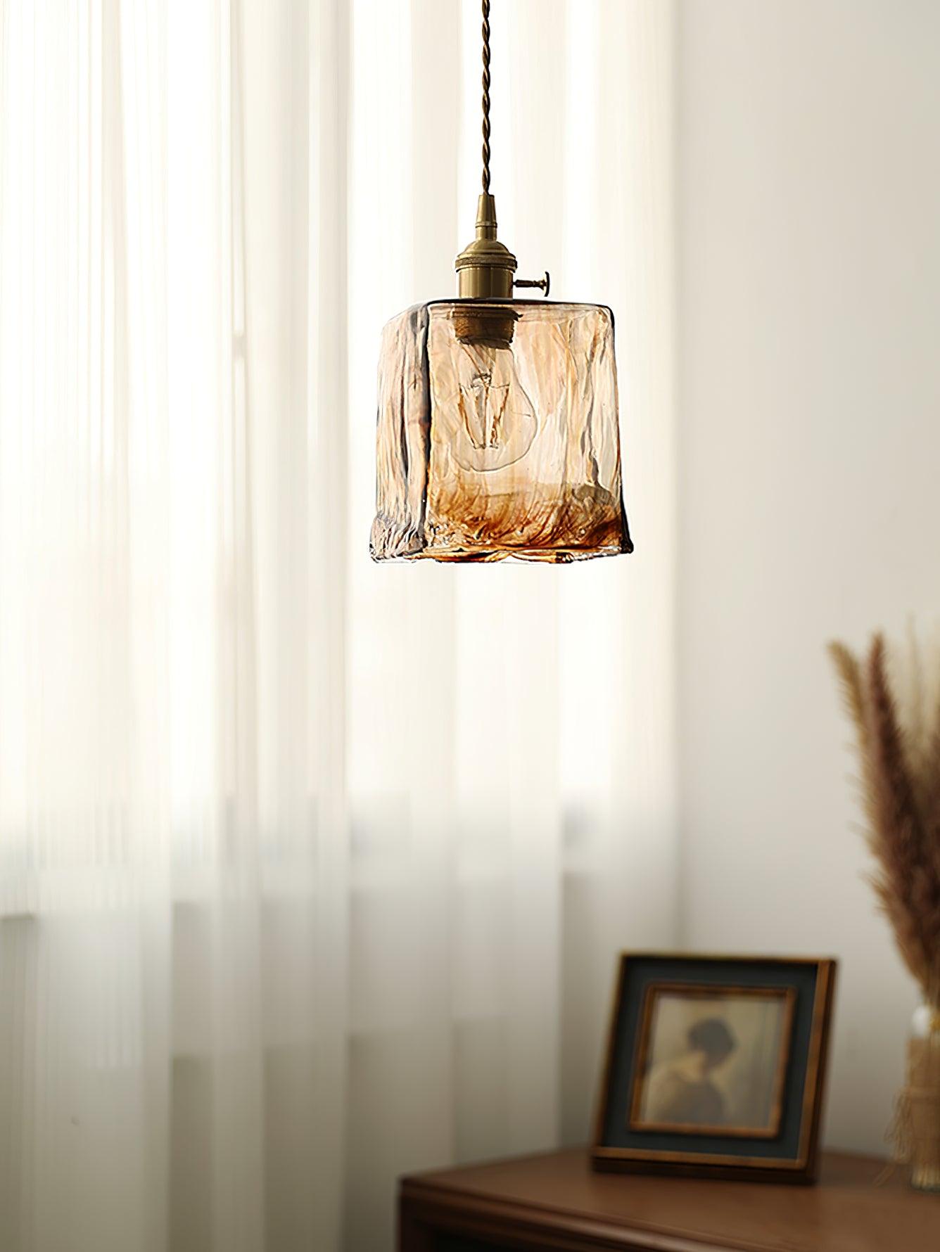 Suspension en verre brun Floroux