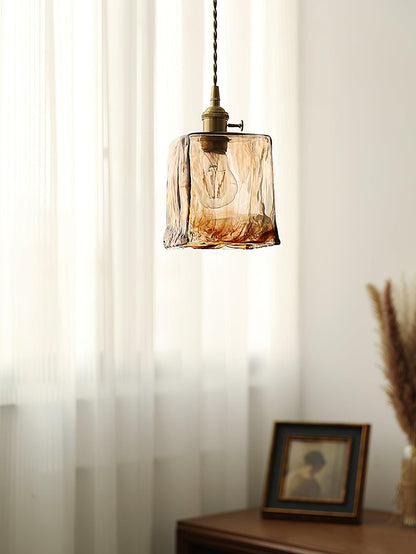 Suspension en verre brun Floroux
