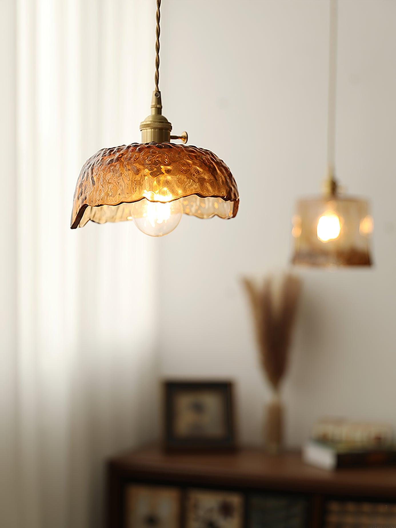 Suspension en verre brun Floroux