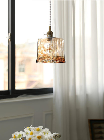 Suspension en verre brun Floroux