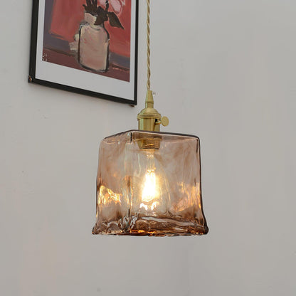 Suspension en verre brun Floroux