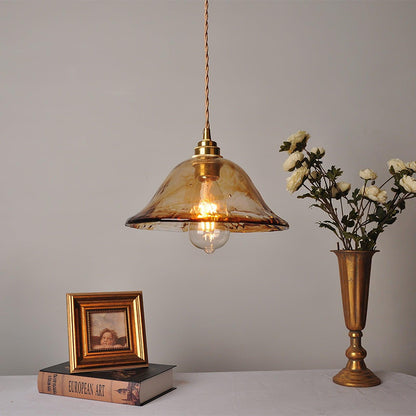 Suspension en verre brun Floroux