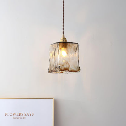 Suspension en verre brun Floroux