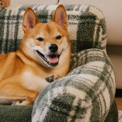 Canapé-lit vintage à carreaux lavable et confortable pour chien et chat