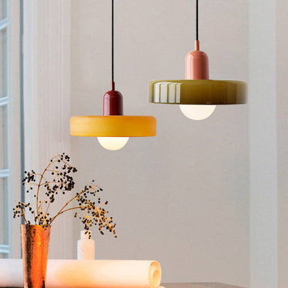 Suspension Floroux in colored glass | Elegant hanging lamp in Bauhaus style | Designer lamp for the living room and dining room