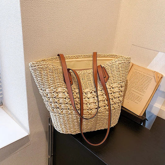 BohoVibe Tote – Élégant Sac Œufs en Paille