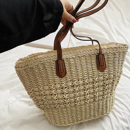 BohoVibe Tote – Élégant Sac Œufs en Paille