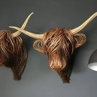 Tête de vache tissée – Cowy – Décoration murale – Artisanat