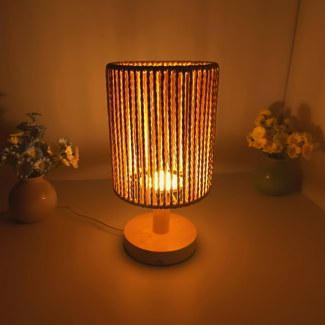 BarrelGlow Lampe - Design en Bois avec Rayures