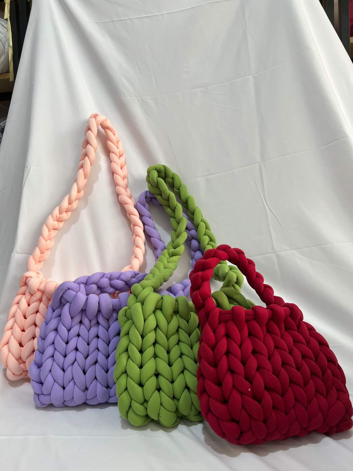 Diy Sac à Main Épais, Sac à Main Tissé en Coton Épais, Sac Seau en Laine Brute Tricotée à la Main
