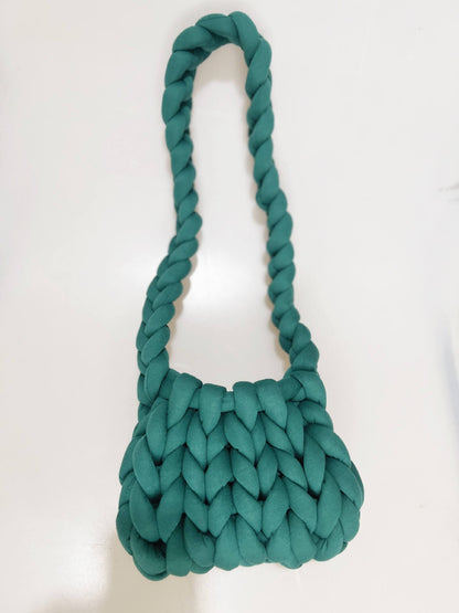 Diy Sac à main Chunky, Sac à main en coton tissé épais, Sac seau en laine grossière tricoté à la main