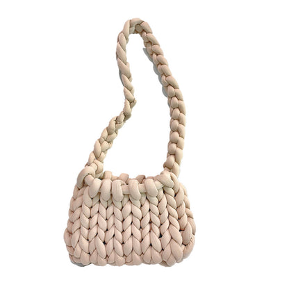 Diy Sac à main Chunky, Sac à main en coton tissé épais, Sac seau en laine grossière tricoté à la main