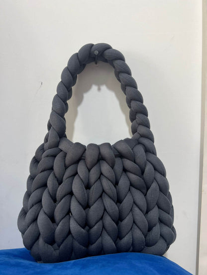 Diy Sac à Main Épais, Sac à Main Tissé en Coton Épais, Sac Seau en Laine Brute Tricotée à la Main