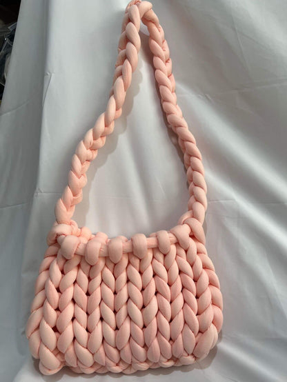 Diy Sac à main Chunky, Sac à main en coton tissé épais, Sac seau en laine grossière tricoté à la main