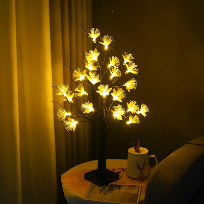Floroux Lumière d'arbre à fleurs en fibre optique en bouleau