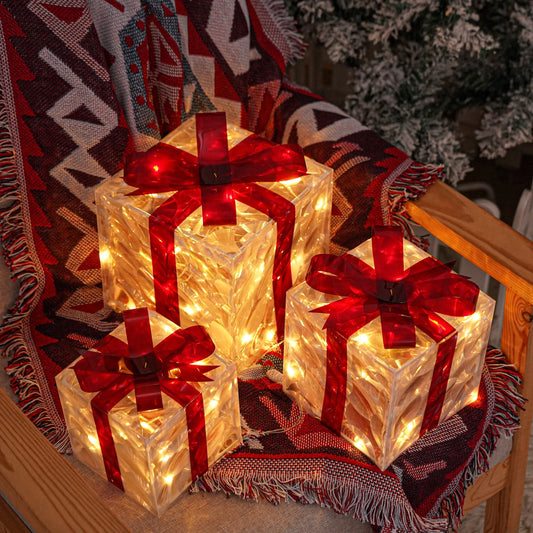 Floroux LED Coffret Cadeau | Éclairage de Noël | Décor pour Intérieur & Extérieur | Ensemble de 3 Boîtes