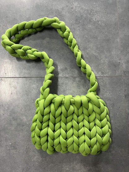 Diy Sac à main Chunky, Sac à main en coton tissé épais, Sac seau en laine grossière tricoté à la main