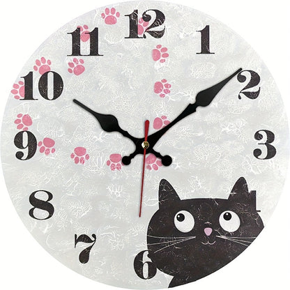 PurrTime Horloge – Élégant Chat Silencieux pour Mur