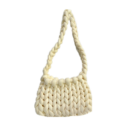 Diy Sac à main Chunky, Sac à main en coton tissé épais, Sac seau en laine grossière tricoté à la main