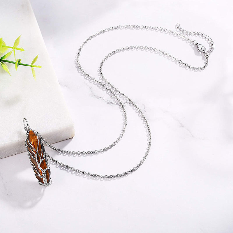 Collier en pierres précieuses arbre de vie élégant avec des cristaux scintillants - Elara