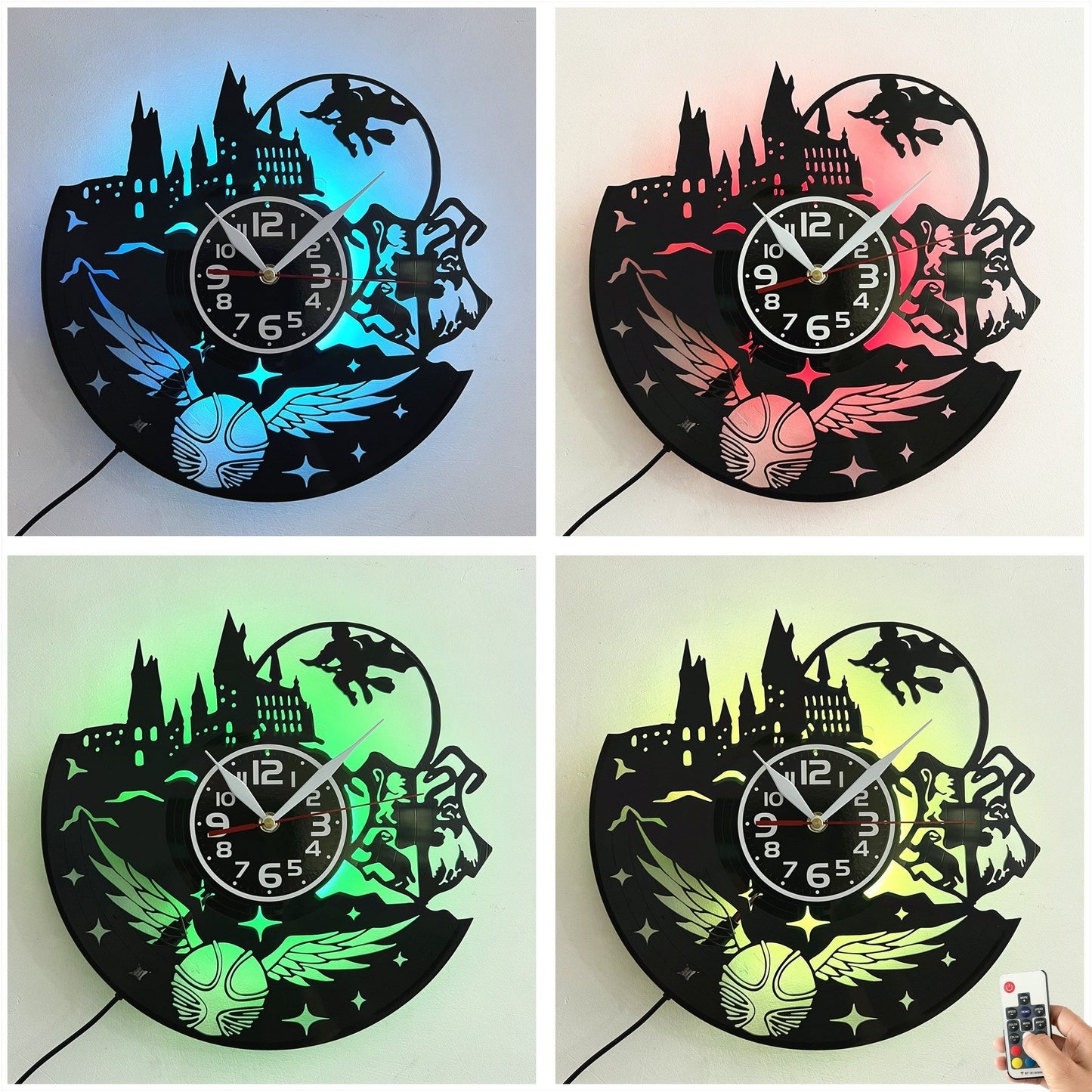 Horloge murale en vinyle LED Floroux - Parfait pour décoration de salon, chambre, cuisine et bureau | Idéal comme cadeau pour un anniversaire, la fête des mères et Halloween