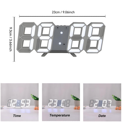 DigiTime Horloge – LED 3D Horloge avec Calendrier & Température