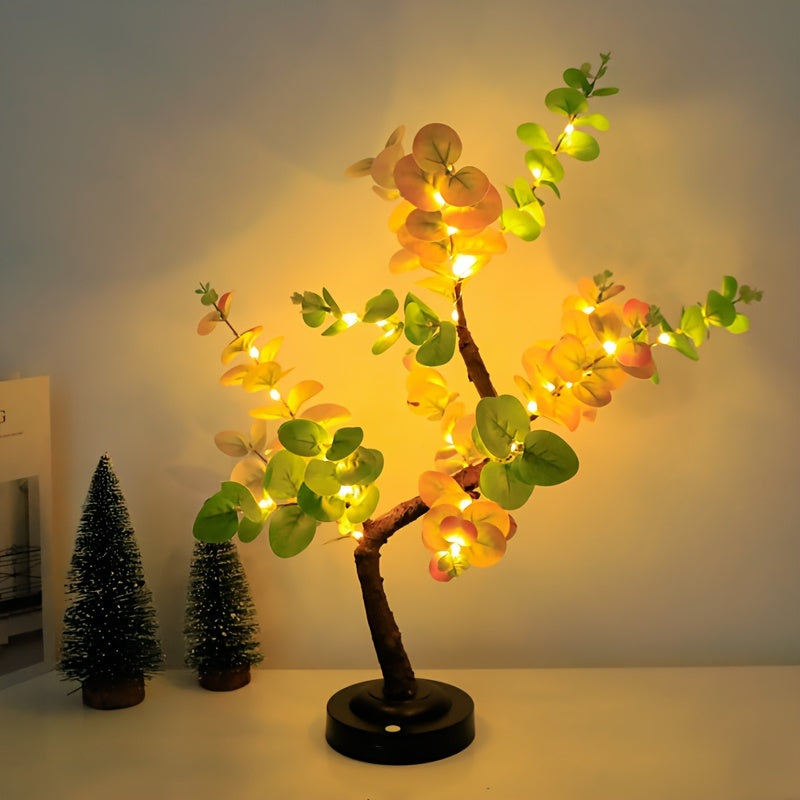 EucalyptusGlow Tree - Lampe Bonsai LED avec Alimentation Rechargeable