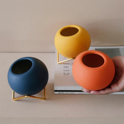 Floroux ceramic plant pot with stand | Colorful flower pots | Modern plant containers for home and office