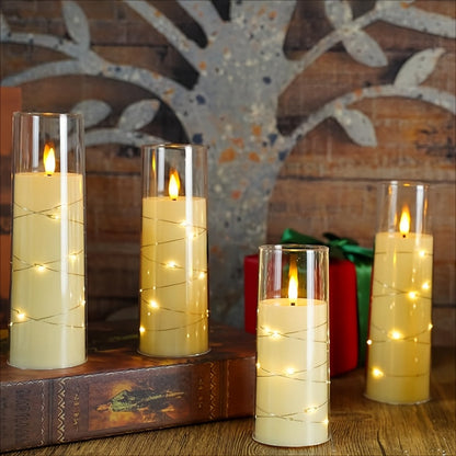 Bougies LED romantiques 3 pièces avec télécommande - Luminosité réglable et fonction de minuterie, idéales pour les soirées, les mariages et la décoration d'hôtel