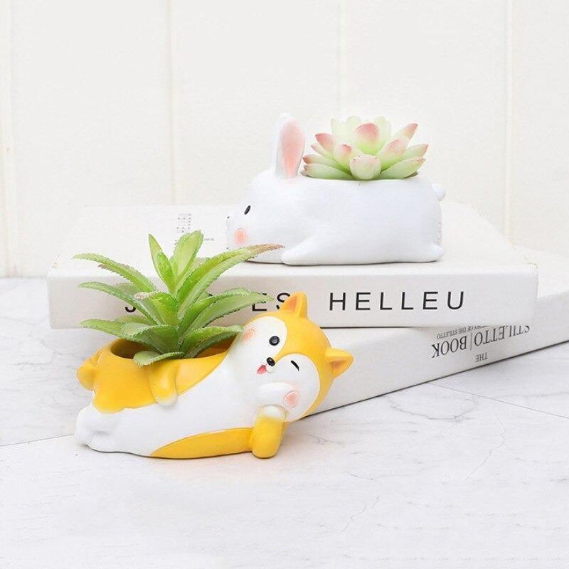 Floroux figurine animale pot de succulentes | Formes d'animaux amusantes | Décoration pour la maison