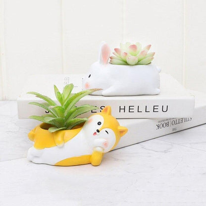 Floroux figurine animale pot de succulentes | Formes d'animaux amusantes | Décoration pour la maison